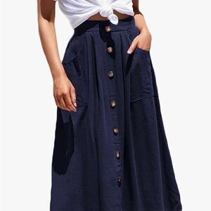 COPY - Navy Button-Down A-Line Skirt